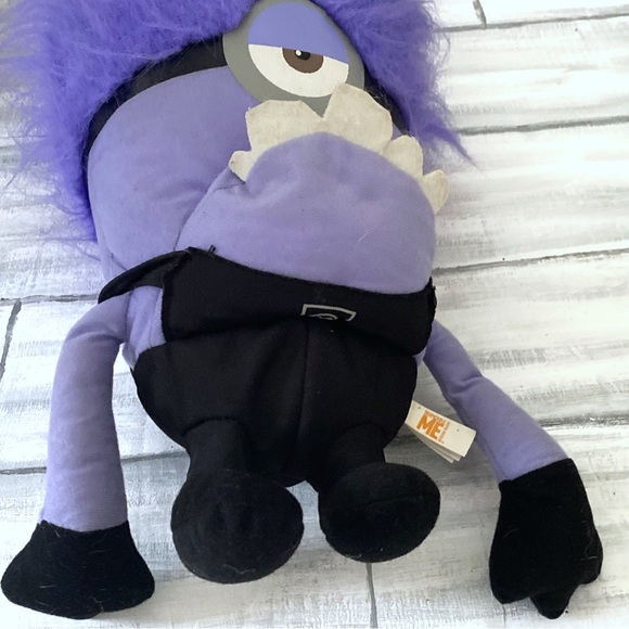 Despicable Me Evil Minion One Eye Purple Plush 18” Toy Factory Minions 2014 - Picture 6 of 13